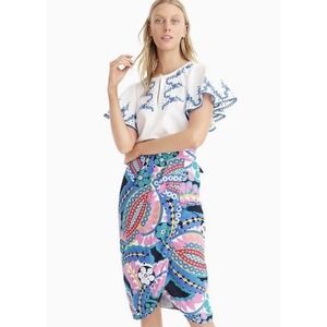 J. Crew Womens Skirt Size 0 Tie-Back Tulip Ratti Kaleidoscope Floral L7939